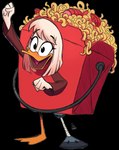 anthro chinese_food chinese_food_costume clothing costume female food food_costume solo standing fanzeem disney ducktales ducktales_(2017) della_duck anatid anseriform avian bird duck absurd_res alpha_channel hi_res