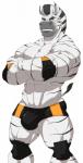 abs angry anthro biceps bulge clothing knee_pads male muscular muscular_anthro muscular_male orange_eyes pecs simple_background solo stripes teeth white_background wrestler kartos thorne_(bullwhip) equid equine mammal zebra 2016 hi_res