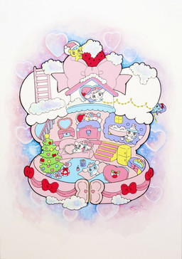 anthro appliance bathing bathroom bathtub bed bow_ribbon box building christmas_clothing christmas_headwear christmas_tree clothing container curtains decorating decoration dessert detailed_background female food fridge fruit furniture gift_box group hair hat headgear headwear holidays holly_(plant) house inside kitchen kitchen_appliance ladder living_room mirror pillow plant ponytail santa_hat sitting sleeping snow sofa stairs strawberry table tail tail_tuft tree tuft vanity_(furniture) vanity_mirror window young yurie_sekiya christmas peropero_sparkles cune_(peropero_sparkles) alien bear lagomorph leporid mammal rabbit hi_res