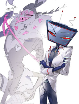 clothed clothing duo electronics eyewear for_a_head glasses heart_glasses leash lingerie male male/male screen screen_face television oushu2 hazbin_hotel hellaverse valentino_(hazbin_hotel) vox_(hazbin_hotel) animal_humanoid arthropod arthropod_humanoid demon demon_humanoid humanoid insect insect_humanoid lepidopteran lepidopteran_humanoid moth_humanoid object_head screen_head tv_head hi_res
