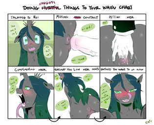 ahegao anus bestiality blush bodily_fluids chart clitoris duo erection fangs female female_feral female_focus feral fingering forked_tongue genital_fluids genitals green_eyes heart_symbol human_on_feral interspecies licking licking_lips licking_own_lips long_tongue looking_at_viewer looking_pleasured male male/female male_penetrating narrowed_eyes open_mouth open_smile penetration penis seductive self_lick sex smile solo_focus teeth text tongue tongue_out vaginal vaginal_fluids vaginal_penetration vulva cold-blooded-twilight friendship_is_magic hasbro my_little_pony waifu_chart queen_chrysalis_(mlp) arthropod changeling_(mlp) human mammal 2014 english_text hi_res meme