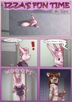 animal_genitalia anthro athletic breasts caught_in_the_act caught_masturbating clothed clothing dialogue fur genitals gynomorph indoor_nudity intersex locker_room looking_at_another looking_at_viewer male masturbation mottled_pseudo-penis nipples nude_anthro nude_gynomorph profanity pseudo-penis school school_nudity shirt small_breasts sound_effects text topless topwear white_body white_fur young young_anthro young_gynomorph young_intersex liryal ruaha_(lyrial) canid canine deer fox hybrid hyena mammal absurd_res adversarial_noise comic english_text hi_res andromorph_(lore)