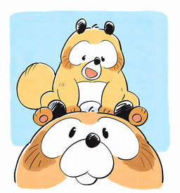 anthro balls biped black_nose brown_body chibi duo genitals kemono male sitting size_difference slightly_chubby standalone_balls young young_anthro mohezi62 canid canine mammal raccoon_dog tanuki 2023