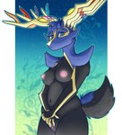 anthro antlers blue_eyes breasts female fur genitals horn nipples nude pussy solo astridmeowstic nintendo pokemon deer generation_6_pokemon legendary_pokemon mammal pokemon_(species) xerneas hi_res