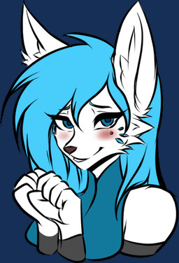 anthro arm_warmers armor armwear blue_clothing blue_dress blue_eyes clothing dress female front_view grin happy magic_user markings pose robe royalty sleeves smile solo tattoo snowiefeather thermia_(character) canid canine canis fox hybrid mammal wolf alpha_channel
