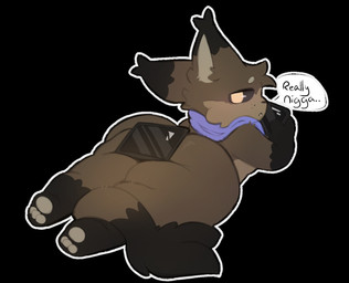 anthro big_butt black_eyes blue_scarf brown_body brown_fur butt cheek_tuft dialogue drawing_tablet ear_tuft electronics facial_tuft freckles fur holding_object holding_phone horn huge_butt long_tail looking_back lying mostly_nude mostly_nude_anthro on_front pawpads phone pupils racial_slur scarf scarf_only short_horn slur small_horn solo tail tail_tuft text thick_thighs tuft yellow_pupils soarfloh syloh_(soarfloh) english_text hi_res