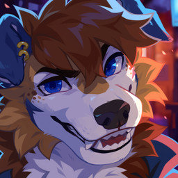 anthro black_nose blue_eyes brown_body brown_fur brown_hair cheek_tuft clothed clothing facial_tuft floppy_ears front_view fur hair looking_at_viewer male multicolored_body multicolored_fur neck_tuft open_mouth orange_body orange_fur short_hair solo tuft white_body white_fur corzh77 canid canine canis domestic_dog mammal 1:1 bust_portrait hi_res portrait