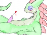 blush erection exclamation_point fusion genitals lying male nude on_back penis simple_background solo tail white_background scarneck_(artist) fakemon nintendo pokemon sandgon_(sandnite) flygon generation_3_pokemon pokemon_(species) 4:3