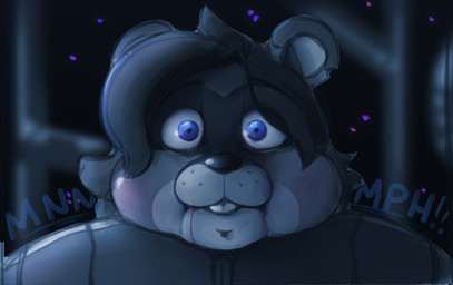 anthro berry_juice beverage blue_body blue_fur blue_hair blueberry_inflation blueberry_juice blush buckteeth clothed clothing facial_markings factory fur hair head_markings inflation inside juice_(beverage) juice_from_mouth leaking leaking_juice looking_at_viewer male markings mask_(marking) nervous solo sound_effects swollen_cheeks teeth text tracksuit wide_eyed worried jn_y4 charlie_and_the_chocolate_factory junichiro_(jn_y4) canid canine mammal raccoon_dog tanuki bust_portrait portrait