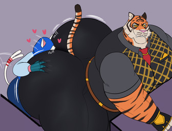 anthro big_butt breath butt butt_grab butt_sniffing clothed clothing duo face_in_ass fur hand_on_butt heart_symbol huge_butt huge_thighs male male/male orange_body orange_fur overweight sniffing standing tail tail_motion tailwag thick_thighs white_body white_fur megacoolbear epic_games fortnite nyanja_(fortnite) oscar_(fortnite) felid feline mammal pantherine tiger hi_res
