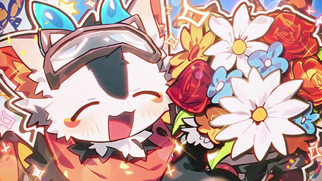 2_horns :3 anthro biped black_body black_fur blue_horn blush blush_lines bouquet eyes_closed eyewear eyewear_on_head flower flower_bouquet fur goggles goggles_on_head horn inner_ear_fluff kemono looking_at_viewer male music open_mouth orange_tuft plant rose_(flower) smile smiling_at_viewer solo tuft white_body white_fur k_szk mythology fructose_(fructose_c) arthropod butterfly dragon furred_dragon furred_scalie hybrid insect lepidopteran mythological_creature mythological_scalie scalie 16:9 2026 2d_animation animated hi_res high_framerate huge_filesize motion_tweening short_playtime sound webm widescreen