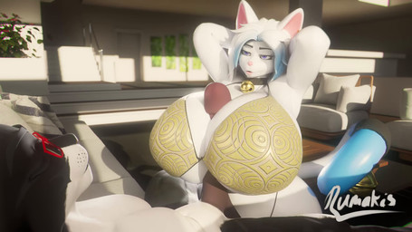 anthro audible_ejaculation bell bell_collar bell_tail big_breasts big_penis blue_eyes bodily_fluids bra breast_play breasts clothing collar cum cum_on_breasts curvy_figure door duo ear_piercing ear_ring eyewear female furniture genital_fluids genitals glasses huge_breasts hyper hyper_breasts inside lips male male/female orgasm penis piercing ring_piercing sex smile sofa sound_effects stairs tail teeth titfuck underwear white_body wide_hips rumakis sound_warning fluffyglitch_(modeler) fluffyglitch_(rigger) fluffy_(fluffyglitch) felid feline mammal 16:9 3d_(artwork) 3d_animation animated digital_media_(artwork) hi_res long_playtime sound voice_acted webm widescreen