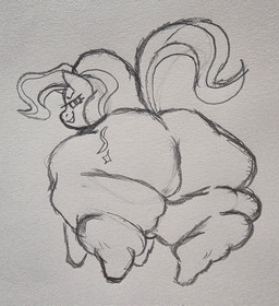 big_butt butt butt_focus cutie_mark eyelashes fat_legs female feral hair horn huge_butt huge_thighs looking_at_viewer looking_back looking_back_at_viewer narrowed_eyes obese obese_female obese_feral overweight overweight_female overweight_feral presenting presenting_hindquarters quadruped rear_view smile smirk smug solo tail thick_thighs alt_for_fat_art friendship_is_magic hasbro my_little_pony mythology starlight_glimmer_(mlp) equid equine mammal mythological_creature mythological_equine unicorn 2026 graphite_(artwork) greyscale hi_res monochrome sketch traditional_media_(artwork)