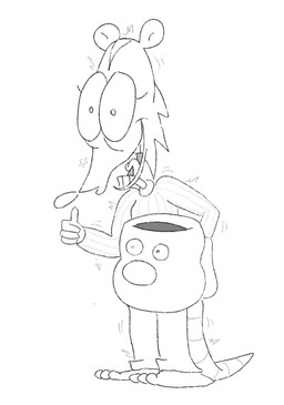 anthro bodily_fluids bottomwear clothed clothing container cup female fur gesture hand_gesture looking_at_viewer open_mouth pants shaking simple_background smile solo sweat tail teeth thumbs_up tongue topwear trembling white_body wide_eyed rumcoat gromit_mug harper_(stone_avenue) american_opossum mammal marsupial digital_media_(artwork) monochrome