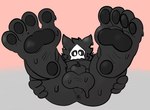 4_toes animal_genitalia animal_penis anthro balls black_body canine_genitalia canine_penis feet foot_fetish foot_focus genitals humanoid_feet latex looking_at_viewer male pawpads penis plantigrade presenting sheath solo spread_legs spreading toes thiccturtles changed_(video_game) puro_(changed) canid canine goo_creature mammal hi_res