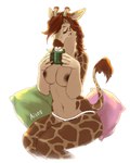 anthro beverage candy chocolate clothing coffee_cup coffee_mug container cup dark_nipples dessert drinking eyes_closed female food horn hot_chocolate marshmallow mostly_nude mug ossicone panties pillow sipping sitting solo tail tail_tuft tuft underwear ais05 gracey_halvenka giraffe giraffid mammal 4:5 hi_res