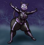 3_toes anthro big_breasts breasts feet female green_eyes holidays skeleton_costume solo tail thick_thighs toes shannonrat halloween spooky_month domestic_cat felid feline felis mammal 2020 colored digital_media_(artwork) hi_res shaded