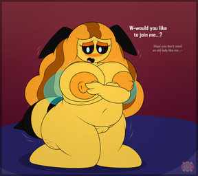 antennae_(anatomy) anthro anthrofied big_breasts black_sclera blush breasts dialogue female genitals hair huge_breasts huge_thighs looking_at_viewer navel nipples non-mammal_nipples nude nude_anthro nude_female open_mouth orange_hair orange_nipples overweight simple_background smile solo stinger text thick_thighs vulva white_eyes wings yellow_body s0rcius beatrice_(unfortu-nate) arthropod bee hymenopteran insect 2026 digital_media_(artwork) english_text hi_res