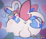 ambiguous_form anus backsack balls bodily_fluids butt cum erection genital_fluids genitals group male male/male penis perineum solo_focus tail llametsul nintendo pokemon eeveelution generation_6_pokemon pokemon_(species) sylveon