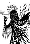 ambiguous_gender feathered_wings feathers hair humanoidized multi_eye not_furry solo static tape_recorder wings sunnyclockwork the_magnus_archives jonathan_sims beholding_(tma) biblically_accurate_angel humanoid hi_res monochrome