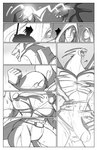 2012 anthro balls big_penis black_and_white body_size_growth clothing comic conditional_dnp dragon erection genitals group growth hi_res human jollyjack male mammal monochrome muscle_growth muscular muscular_anthro muscular_male mythological_creature mythological_scalie mythology penis scalie size_transformation tail torn_clothing transformation