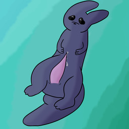 3_fingers 3_toes animal_genitalia animal_penis black_eyes black_nose bodily_fluids dripping ears_up ejaculation feet fingers genital_fluids genitals gradient_background male penis precum precum_drip simple_background solo tail tapering_penis teal_background toes cametek rain_world videocult watcher_(rain_world) slugcat 1:1 absurd_res hi_res