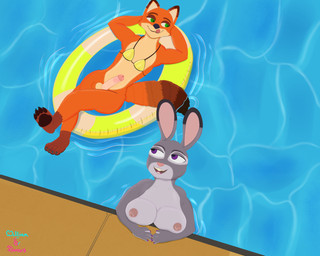 anthro duo female genitals humanoid_genitalia humanoid_penis male male/female penis williamandjanus disney zootopia judy_hopps nick_wilde 5:4 absurd_res hi_res