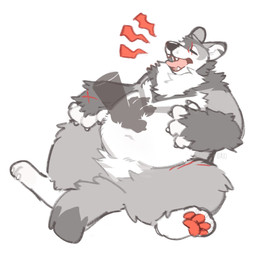 anthro arm_tuft belly belly_rub big_belly black_nose cheek_tuft chest_tuft crotch_tuft disembodied_hand duo eyes_closed facial_tuft fangs featureless_crotch fur grey_body grey_fur leg_tuft male navel nude open_mouth overweight overweight_anthro overweight_male pawpads pink_tongue red_pawpads simple_background solo_focus teeth three-quarter_view tongue tuft unsigned white_background white_body white_fur yawn asnnonaka vuk_(asnnonaka) canid canine canis mammal wolf 1:1 hi_res