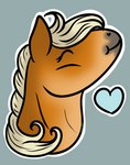 ambiguous_gender blonde_hair chibi eyes_closed feral hair heart_symbol multicolored_body simple_background smile solo two_tone_body gayletrotter gayle_(gayletrotter) equid equine horse mammal 2022 digital_media_(artwork)