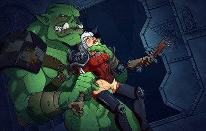 armor balls boob_armor breasts clothed clothing duo erection female female_on_humanoid female_penetrated forced from_behind_position genitals green_body green_skin hair human_on_humanoid interspecies larger_male legwear male male/female male_on_human male_penetrating male_penetrating_female melee_weapon not_furry partially_clothed penetration penile penile_penetration penis penis_in_vagina rape red_eyes sex size_difference smaller_female smaller_penetrated sword teeth thigh_highs vaginal vaginal_penetration vein vulva weapon white_hair rockbottomfeeder warhammer_(franchise) warhammer_40000 human humanoid mammal orc hi_res