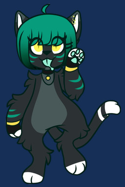 alternative_fashion anthro chibi female goth green_hair hair simple_background solo rozy_sweet_tempest amaverse cassandra_baume domestic_cat felid feline felis mammal absurd_res alpha_channel hi_res