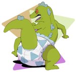 ambiguous_gender angry anthro clothed clothing diaper one_foot_raised open_mouth raised_tail solo standing tail teeth tongue wearing_diaper shironfan nickelodeon rugrats reptar dinosaur prehistoric_species reptile scalie hi_res