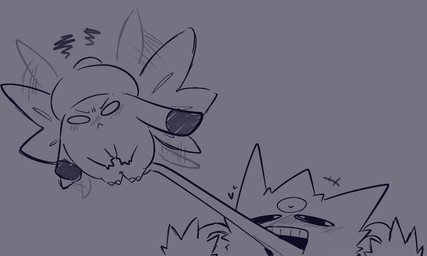 ambiguous_gender biped blush blush_lines butt_lick crossbar_emanata duo emanata embarrassed feral feral_on_feral fleeing floppy_ears flying frown frustration_cloud grey_background heart_symbol licking long_ears long_tongue narrowed_eyes open_mouth open_smile simple_background smile tongue wings ariarik_o0 nintendo pokemon generation_6_pokemon generation_9_pokemon mega_clefable mega_evolution mega_gengar pokemon_(species) 2026 digital_drawing_(artwork) digital_media_(artwork) english_description greyscale monochrome female_(lore)