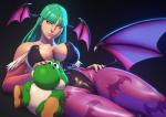 big_breasts breasts camel_toe cleavage clothed clothing female head_wings nipple_outline not_furry solo tight_clothing unusual_wing_placement wings john_doe_(artist) capcom darkstalkers fat_yoshi mario_bros nintendo morrigan_aensland demon green_yoshi humanoid mammal winged_humanoid yoshi hi_res