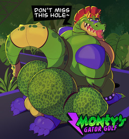 anthro backsack balls barazoku bedroom_eyes big_balls big_butt big_muscles bottomwear bracelet bubble_butt butt clothed clothing dialogue eyewear eyewear_on_head fingerless_gloves genitals gloves golf_course green_body hair handwear huge_balls huge_butt huge_muscles inside inviting jewelry kneeling leaf logo looking_at_viewer machine male markings mohawk muscular muscular_anthro muscular_male narrowed_eyes non-mammal_balls pants pecs presenting presenting_hindquarters red_hair scales seductive sharp_teeth shoulder_pads solo spiked_bracelet spikes sunglasses sunglasses_on_head talking_to_viewer teeth text thick_arms thick_thighs tongue tongue_out topless topless_anthro topless_male beetleartz five_nights_at_freddy's five_nights_at_freddy's:_security_breach scottgames steel_wool_studios montgomery_gator alligator alligatorid animatronic crocodilian reptile robot scalie 2025 absurd_res english_text hi_res