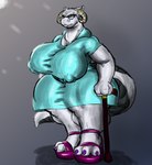 big_breasts breasts cane clothing dress eyewear female footwear glasses high_heels mature_female nipple_piercing nipple_ring nipples piercing platform_footwear platform_heels ring_piercing shoes solo wide_hips bigshow star_wars fan_character tauntaun hi_res