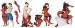 anthro big_breasts bottomwear breasts butt clothed clothing costume female fursuit genitals hair male non-mammal_breasts not_furry_wearing_fursuit pants penis simple_background solo tail tongue topless white_background mxl mythology devanah dragon human mammal mythological_creature mythological_scalie scalie hi_res sequence