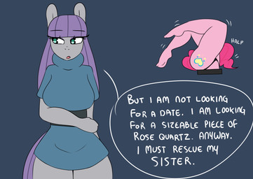 anthro breasts clothed clothing duo female text somescrub friendship_is_magic hasbro my_little_pony hugtastic_pinkie_pie maud_pie_(mlp) pinkie_pie_(mlp) earth_pony equid equine horse mammal pony 2015 absurd_res english_text hi_res
