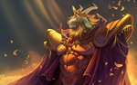 anthro armor clothing crown falling_leaves fur headgear male mature_anthro mature_male purple_clothing purple_robe robe solo white_body white_fur lander-laon laon8130 undertale undertale_(series) asgore_dreemurr bovid caprine goat mammal 16:10 digital_media_(artwork) half-length_portrait hi_res portrait shaded widescreen