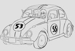 anthro bald car clothing driving duo eyelashes facial_horn female hair horn jacket long_hair male nose_horn open_mouth open_smile smile snout topwear vehicle prometheuzone cavemanon_studios disney goodbye_volcano_high snoot_game the_love_bug volkswagen volkswagen_beetle anon_(snoot_game) herbie_(the_love_bug) rosa_(gvh) aquilops ceratopsian dinosaur human mammal ornithischian prehistoric_species reptile scalie 2024 black_and_white monochrome