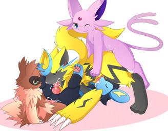1691_position 69_position anal anal_penetration animal_genitalia animal_penis anthro anthro_on_feral anthro_penetrated balls bestiality black_body black_fur blue_body blue_eyes blue_fur blush bodily_fluids brown_body brown_fur butt canine_genitalia canine_penis claws cum cum_in_ass cum_in_mouth cum_inside cumshot ejaculation erection eyewear fellatio feral feral_penetrating feral_penetrating_anthro foursome fur genital_fluids genitals glasses green_eyes group group_sex hair knot lying male male/male nude on_back open_mouth oral orgasm orgy paws penetration penile penis sex simple_background smile yellow_body yellow_fur km-15 nintendo pokemon azuma_(levinluxio) colm_(levinluxio) fan_character levin_(levinluxio) eeveelution espeon felid generation_2_pokemon generation_3_pokemon generation_4_pokemon generation_7_pokemon legendary_pokemon luxio mammal pokemon_(species) zeraora zigzagoon 2018 digital_media_(artwork)