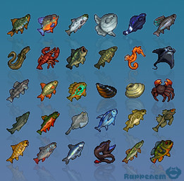 ambiguous_feral ambiguous_gender black_body blue_background clavus dorsal_fin feral fin green_body grey_body open_mouth orange_body simple_background tail tail_fin rappenem aquatic arthropod bivalve characiform clam crab crustacean decapod eel fish freshwater_eel ghost_knifefish grayling gulper_eel knifefish lobster malacostracan manta_ray mollusk mussel ocean_sunfish peacock_bass pike_(fish) piranha_(fish) ray_(fish) salmonid_(fish) seahorse serrasalmid sunfish syngnathid syngnathiform tetraodontiform 2025 digital_media_(artwork) hi_res pixel_(artwork)