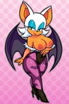 anthro areola big_breasts boots breasts clothing costume female footwear high_heeled_boots high_heels legwear leotard lipstick makeup nipple_dip nipples orange_areola orange_nipples shoes smile solo wide_hips wings blackmore capcom darkstalkers sega sonic_the_hedgehog_(series) morrigan_aensland rouge_the_bat bat mammal absurd_res hi_res