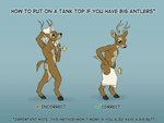 advice anthro clothing furry_problems male nude shirt solo tank_top text topwear el-yeguero cervine deer mammal new_world_deer white-tailed_deer 4:3 english_text