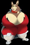 anthro big_breasts breasts clothing coat crossgender ear_piercing ear_ring elderly_female female hair headgear huge_breasts huge_hips hyper hyper_breasts hyper_hips kerchief morbidly_obese obese overweight overweight_female piercing ring_piercing scouter solo spacesuit topwear trenchcoat wide_hips alythewolfcat nintendo star_fox pepe_hare peppy_hare 2:3 alpha_channel hi_res