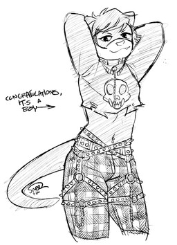 anthro chain collar hands_behind_head male midriff navel navel_piercing piercing solo studs sneel kolka_(sneel) domestic_ferret mammal mustelid musteline true_musteline weasel 2020 absurd_res hi_res monochrome sketch