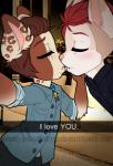 anthro camera_view canid canine clothed clothing duo felid fur girly hair honesty_(artist) kissing male male/male mammal open_mouth smile snapchat text