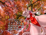 2006 4:3 anthro autumn brown_body brown_fur brown_hair calendar camel_toe clothed clothing domestic_cat dr_comet felid feline felis female fur hair happy hi_res mammal meeya november_(month) open_mouth outside plant rpg_densetsu_hepoi seductive solo tail text tree wallpaper