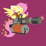 clothing confusion derp_eyes eyebrows feathered_wings feathers female feral flying gatling_gun gun holding_gun holding_object holding_ranged_weapon holding_weapon machine_gun minigun raised_inner_eyebrows ranged_weapon shooting shooting_gun simple_background solo transparent_background weapon wings yellow_body yellow_feathers bigccv friendship_is_magic hasbro my_little_pony mythology team_fortress_2 valve fluttershy_(mlp) heavy_(team_fortress_2) equid equine mammal mythological_creature mythological_equine pegasus 1:1 alpha_channel animated crossover low_res short_playtime