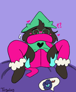 assisted_exposure black_body black_fur blue_body blue_hair blue_skin blush boots bulge butt butt_focus clothed clothing disembodied_hand duo embarrassed fluffy footwear fur fur_tuft hair legwear male presenting presenting_hindquarters scarf shoes solo_focus stockings surprised tuft underwear togalay deltarune undertale_(series) kris_dreemurr ralsei bovid caprine darkner goat human mammal 5:6 digital_media_(artwork)
